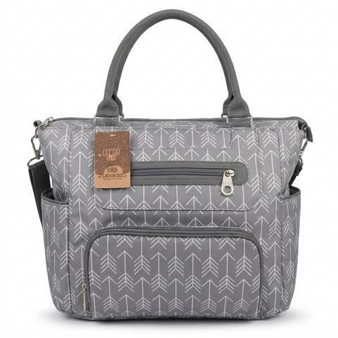 " Multi-Functional Diaper Bag – Grey Arrow Print
