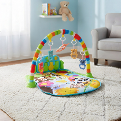 Baby Musical Play Gym & Activity Mat | Interactive Infant Fitness Mat with Hanging Toys