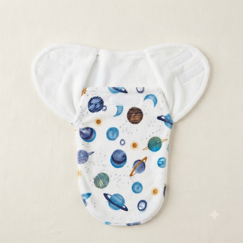 Baby Hooded Receiving Blanket – Ultra Soft Fleece Newborn Wrap with Space Planet Print