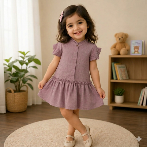 Girls' Premium Textured Mauve Dress