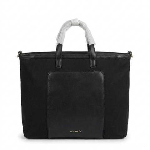 Minimalist: MARCS Men’s Black Canvas & Leather-Look Tote Bag