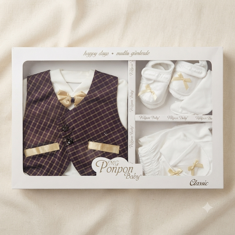 10-Piece Premium Baby Boy Gift Set – Gentleman Newborn Cotton Clothing Set (0–6 Months)