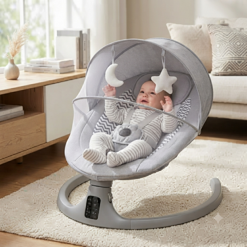 Premium Smart Baby Swing & Soother – Dark Gray
