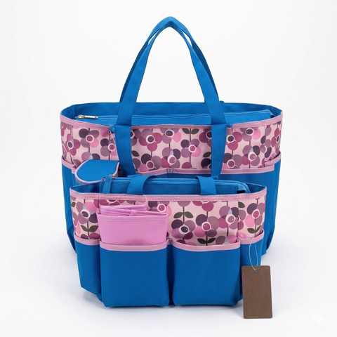 Title: Elegant Teddy Print Baby Diaper Bag Set – with Celestial Sun and Moon Print