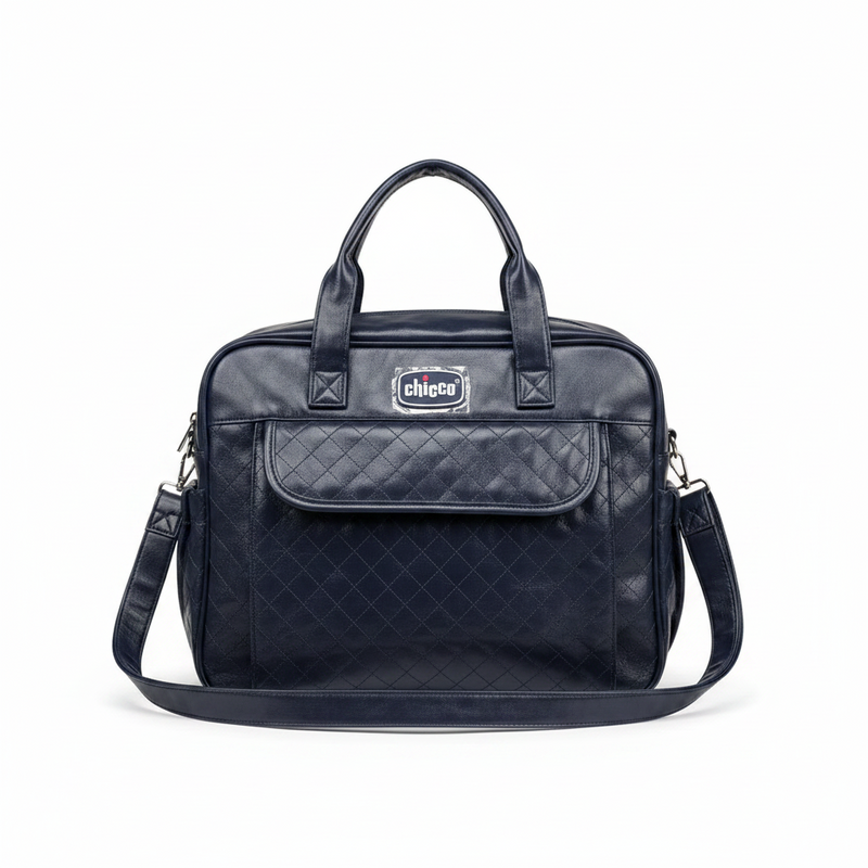 Chicco Premium Quilted Leatherette Baby Diaper Bag – Spacious Multi-Pocket Maternity & Travel Bag (Navy Blue)