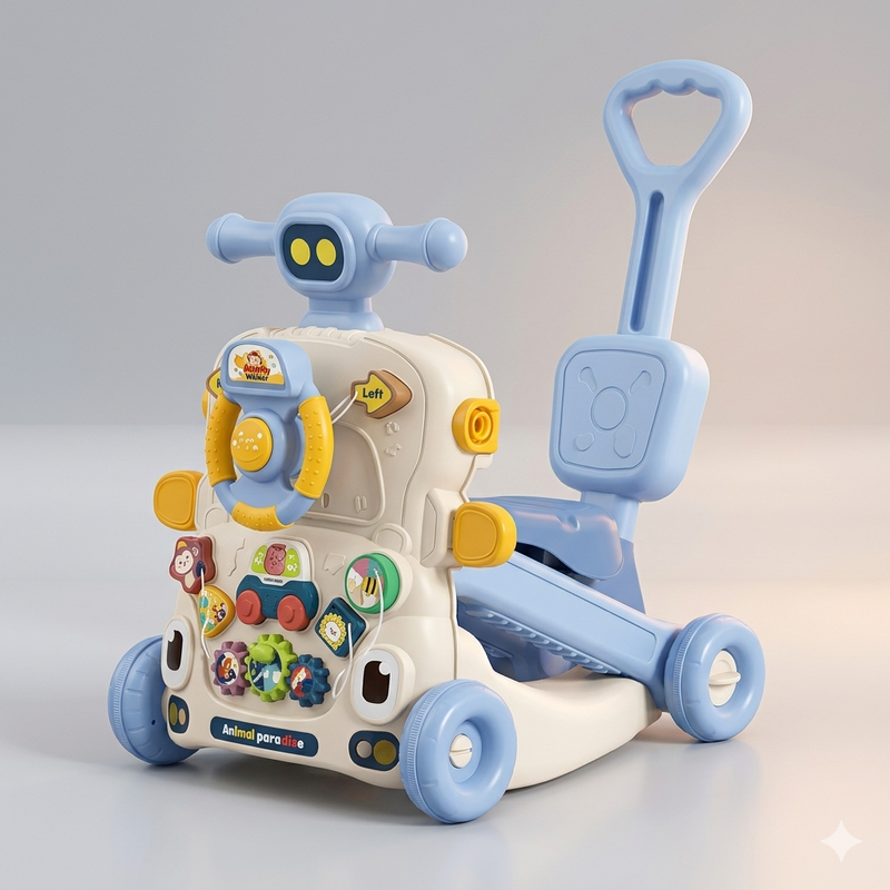 3-in-1 Baby Musical Push Walker & Ride-On Activity Toy | Learning Walker with Detachable Handle (12+ Months)