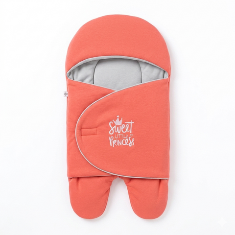 Sweet Little Princess Baby Swaddle Wrap & Sleeping Bag - Coral Pink