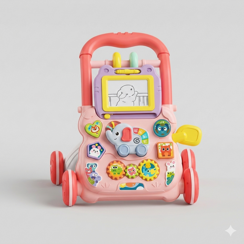 Huanger 2-in-1 Baby Music Walker & Activity Center (Pink)