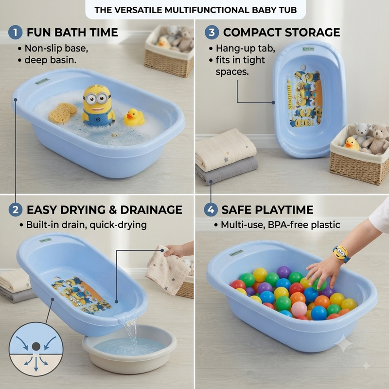 Baby Bath Tub | Lightweight Infant Bathtub with Anti-Slip Base
