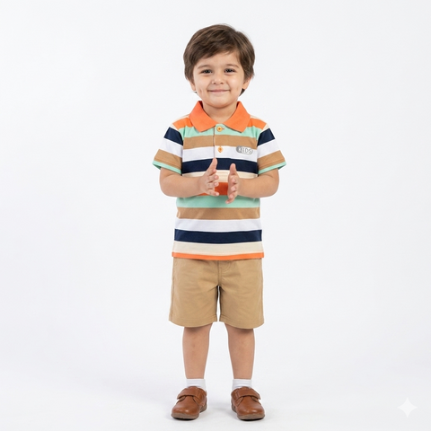 Premium Multi-Color Striped Polo T-Shirt for Boys