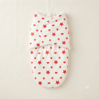 Soft Baby Swaddle Wrap Blanket – Newborn Receiving Blanket with Hook & Loop Closure (Red Star Print) - View 1