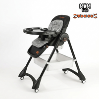 Kidilo KD3-3 Premium Adjustable Baby High Chair - Black Pattern - View 2