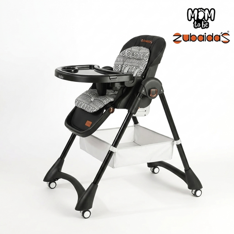 Kidilo KD3-3 Premium Adjustable Baby High Chair - Black Pattern
