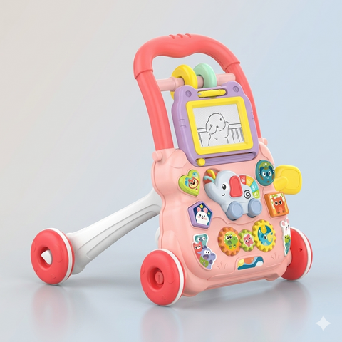 Huanger 2-in-1 Baby Music Walker & Activity Center (Pink)
