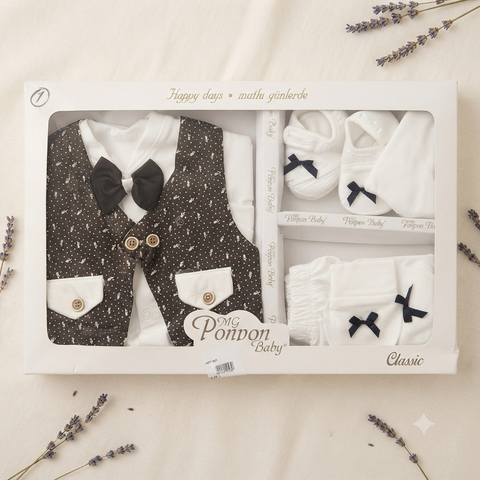 10-Piece Premium Baby Boy Gift Set – Gentleman Newborn Cotton Clothing Set (0–6 Months)
