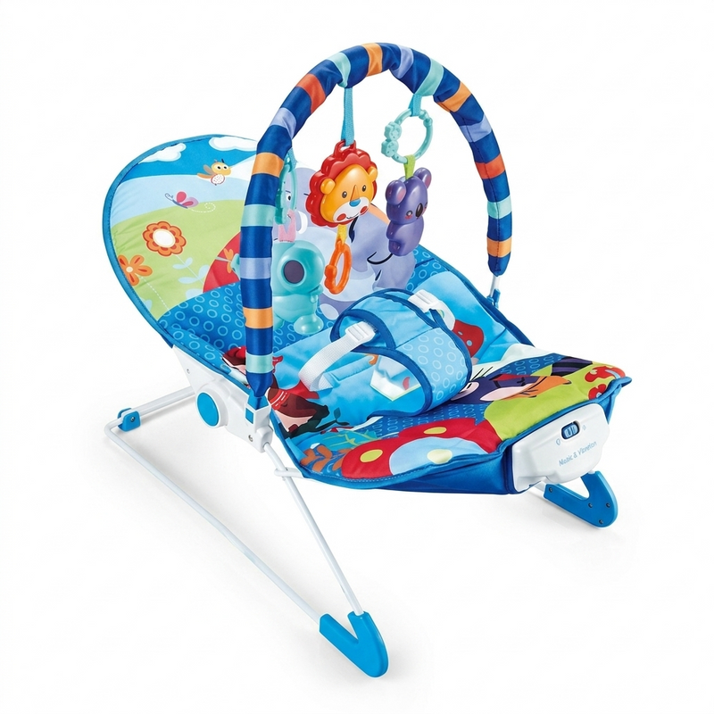 Musical Baby Bouncer with Soothing Vibrations & Interactive Toy Bar