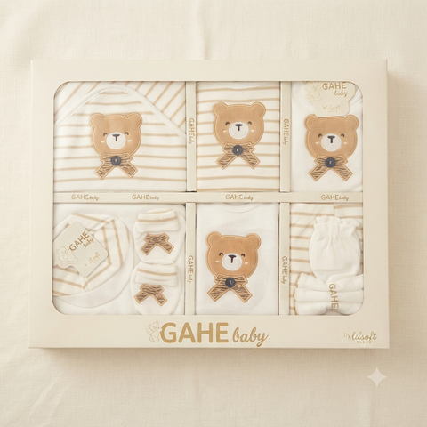 10-Piece Premium Newborn Baby Gift Set – Soft Cotton Teddy Bear Clothing Collection (0–6 Months)