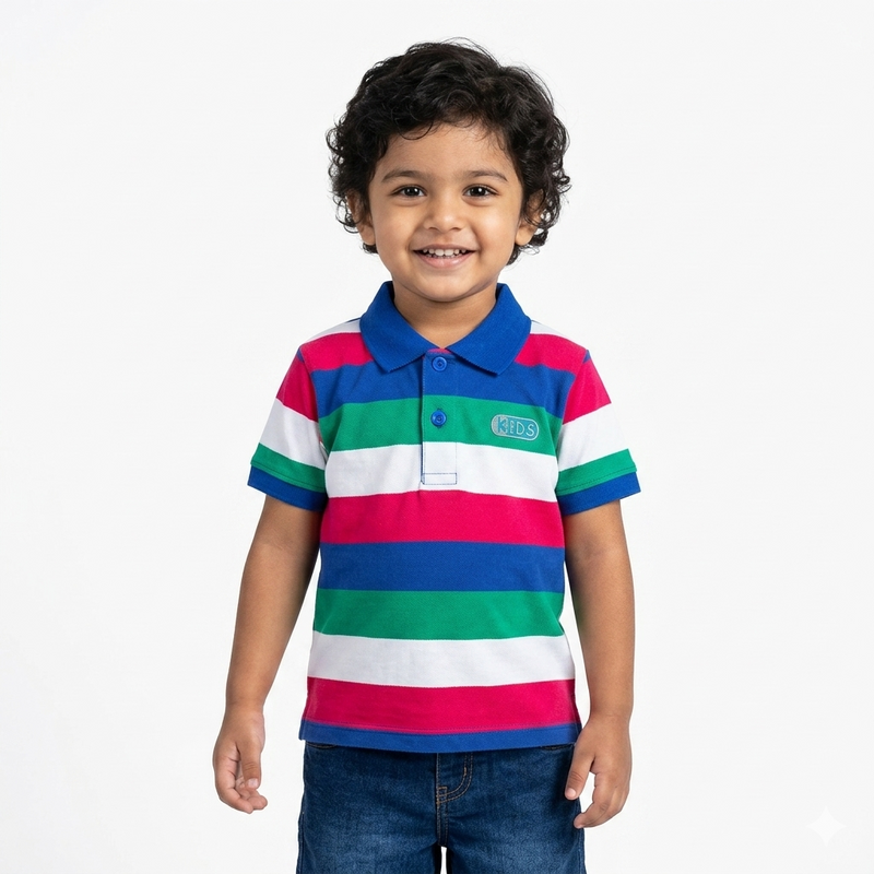 Vibrant Multi-Color Striped Polo Shirt for Boys