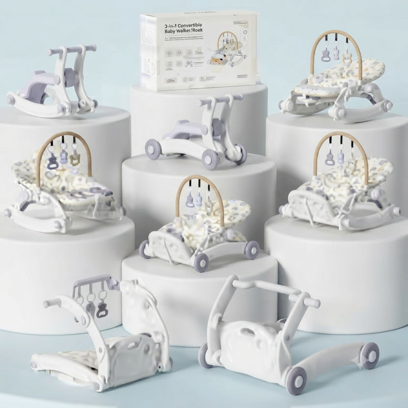 3-in-1 Convertible Baby Walker, Rocker & Activity Center