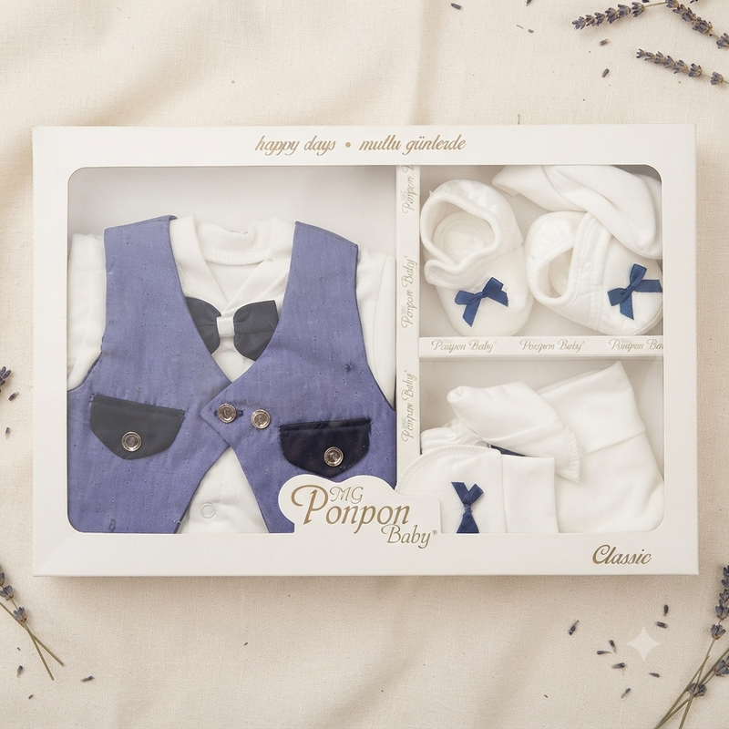 10-Piece Premium Baby Boy Gift Set – Gentleman Newborn Cotton Clothing Set (0–6 Months)