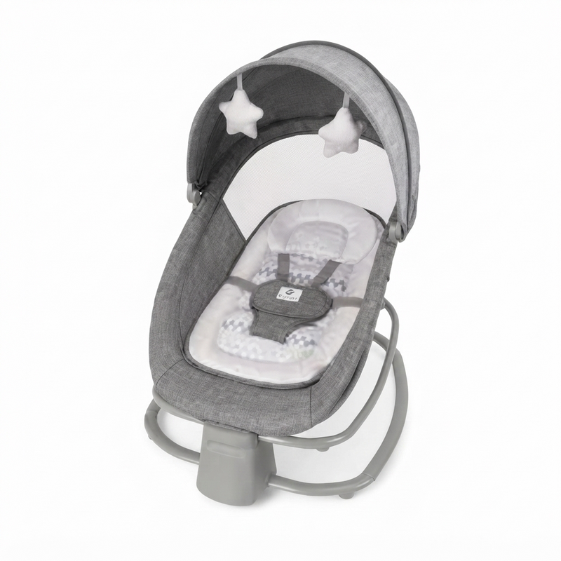 Premium 2-in-1 Baby Rocker & Bouncer with Canopy, Toy Bar & Soft Cushion | Grey