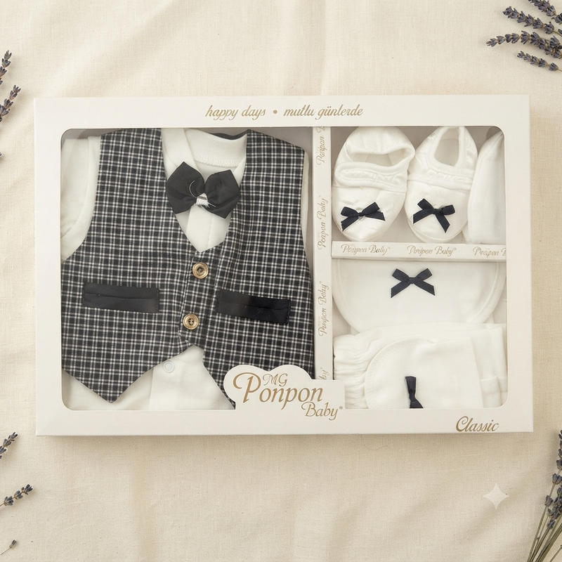 10-Piece Premium Baby Boy Gift Set – Gentleman Newborn Cotton Clothing Set (0–6 Months)