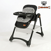 Kidilo KD3-3 Premium Adjustable Baby High Chair - Black Pattern - View 1