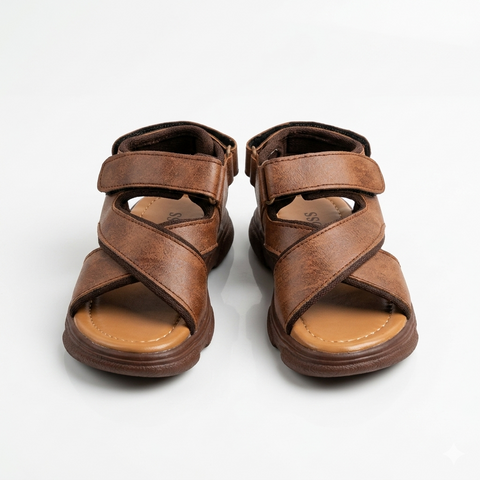 Boys' Rugged Double-Strap Buckle Sandals – Heritage Brown