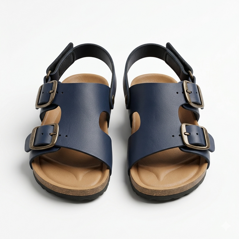 Cruise Comfort Navy Blue Double-Buckle Slide Sandals