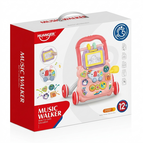 Huanger 2-in-1 Baby Music Walker & Activity Center (Pink)