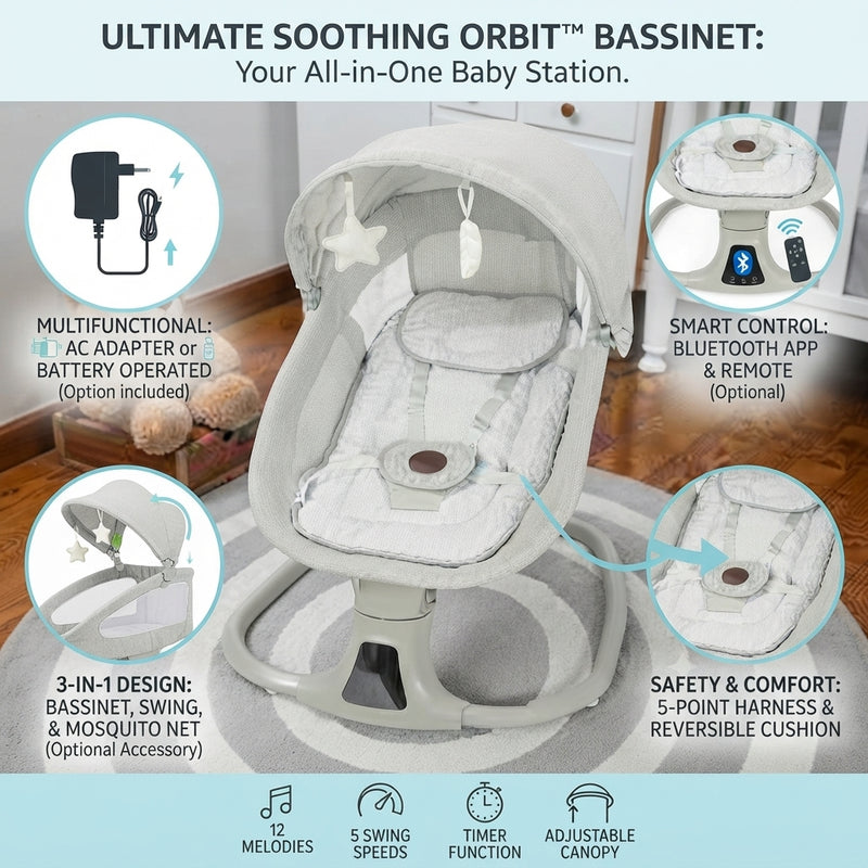 Premium Smart Baby Bassinet & Rocker
