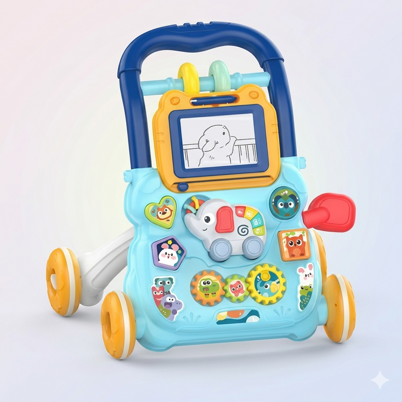 Huanger 2-in-1 Baby Music Walker & Activity Center (Blue)