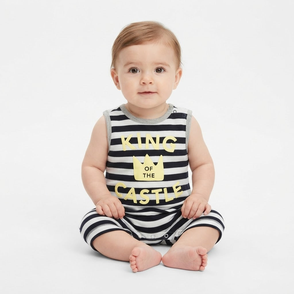 Zubaida's Mom & Kids "King of the Castle" Striped Baby Romper