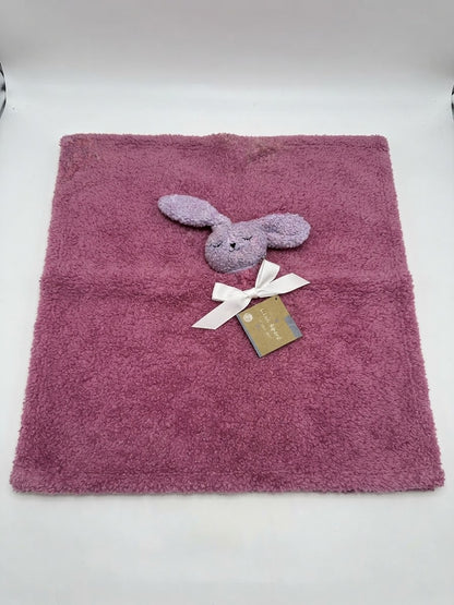 Little Alpaca Dark Pink Sherpa Baby Blanket with Bunny Toy