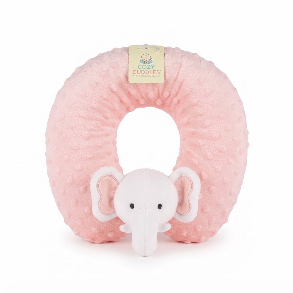 Baby Minky Fleece Blanket and U-Shaped Elephant Neck Pillow Set - Pink