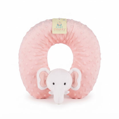 Baby Minky Fleece Blanket and U-Shaped Elephant Neck Pillow Set - Pink