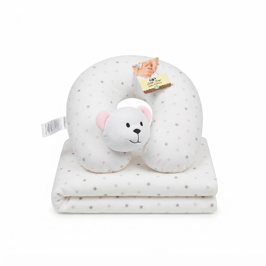 Baby Fleece Blanket and U-Shaped Neck Pillow Set -Zubaidas