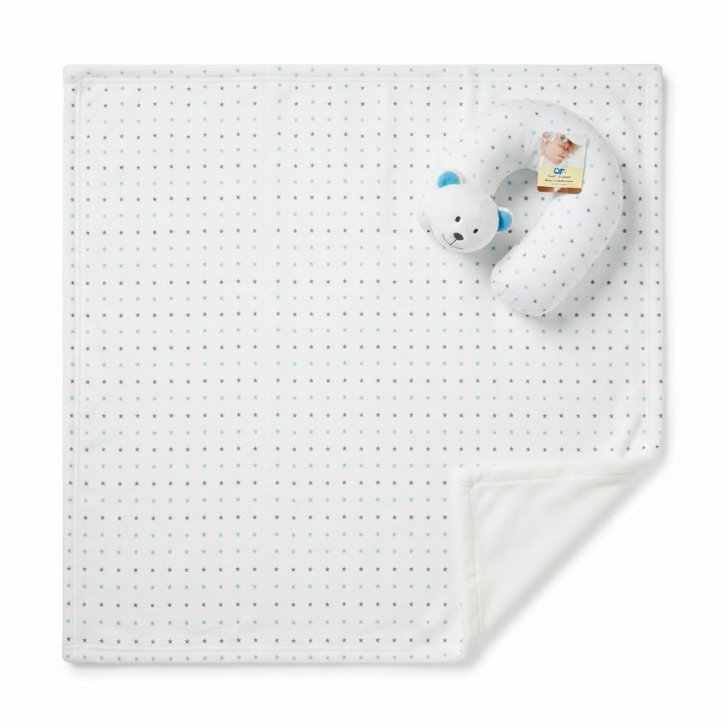 Baby Fleece Blanket and U-Shaped Neck Pillow Set -Zubaidas