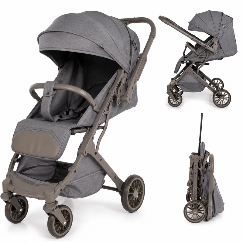 New Kidilo Travel Stroller D8 Premium Luxury Baby Stroller & Travel Pram – Lightweight, One-Hand Fold, Reversible Seat (Black | Coffee | Grey)