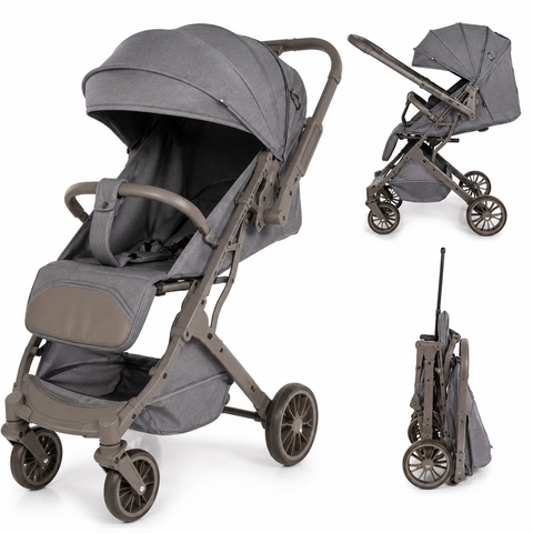 New Kidilo Travel Stroller D8 Premium Luxury Baby Stroller & Travel Pram – Lightweight, One-Hand Fold, Reversible Seat (Black | Coffee | Grey)