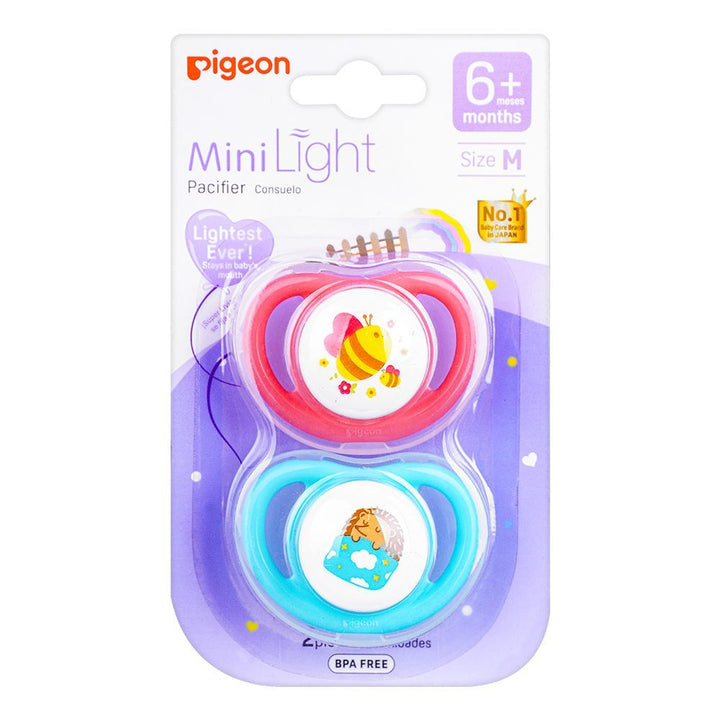 PIGEON MINILIGHT SOFTEST SILICONE GIRL PACIFIER 2PCS - M