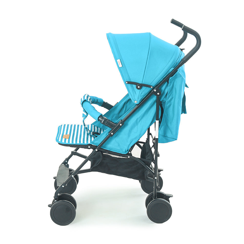 TINNIES BABY BUGGY STROLLER – GREEN STRIPED, LIGHTWEIGHT & FOLDABLE BABY PRAM