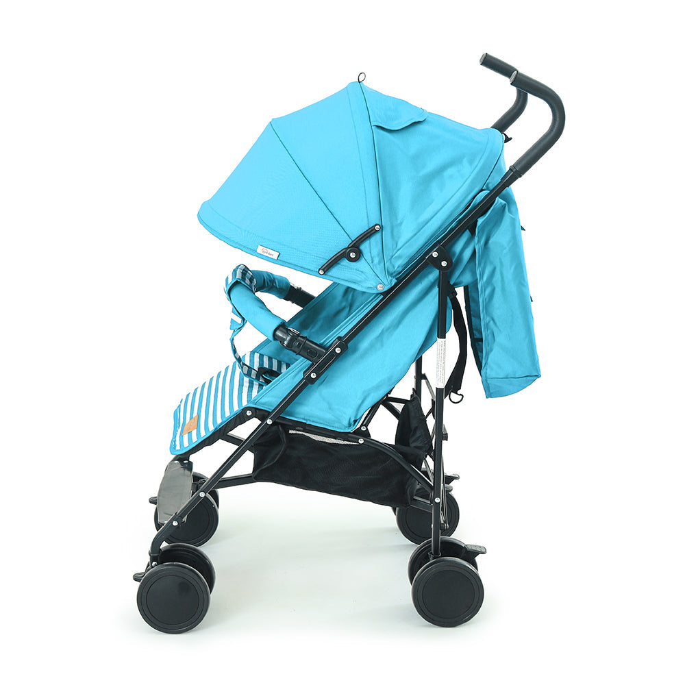 TINNIES BABY BUGGY STROLLER – GREEN STRIPED, LIGHTWEIGHT & FOLDABLE BABY PRAM