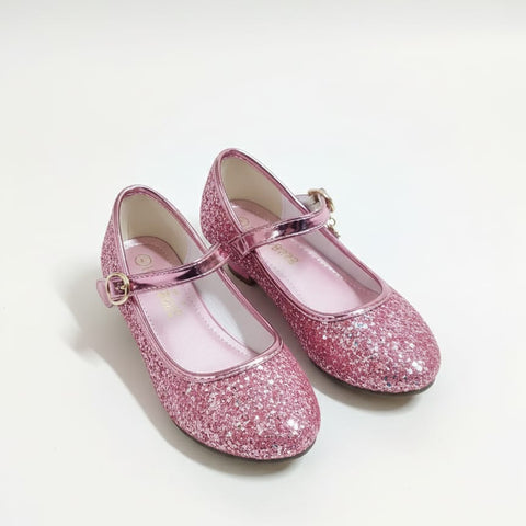 Glittery Pink Mary Jane Dress Shoes with Moon & Star Charm Zubaidas 04000419