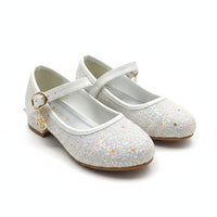 Girls' White Iridescent Glitter Mary Janes with Moon & Star Charm Zubaidas 04000419 - View 2