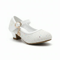 Girls' White Iridescent Glitter Mary Janes with Moon & Star Charm Zubaidas 04000419 - View 1