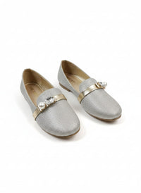 Girls' Silver Glitter Loafers with Zubaidas 04000941 - View 2