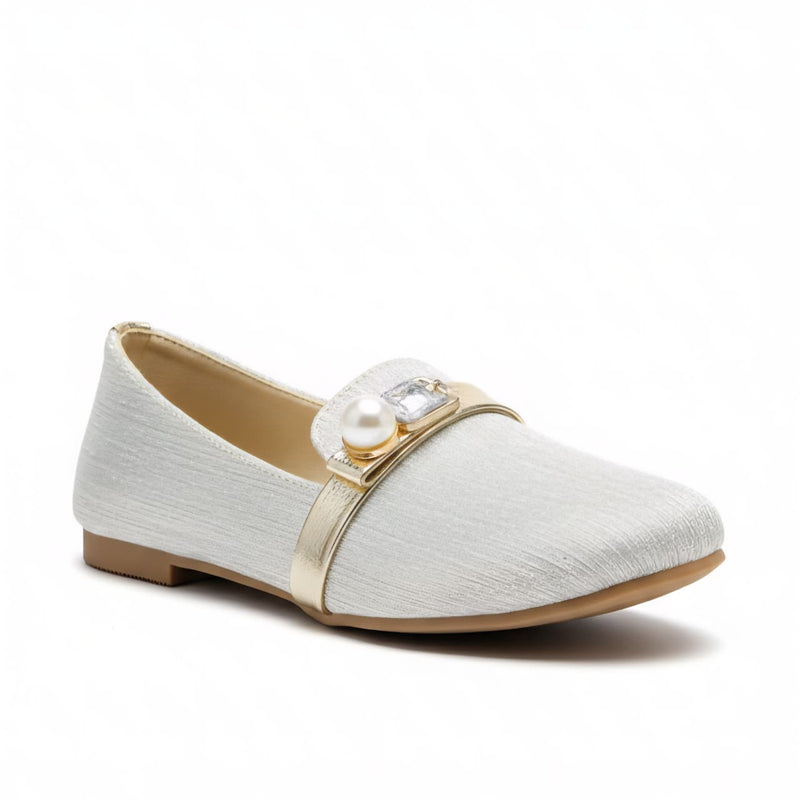 Girls' Silver Glitter Loafers with Zubaidas 04000941