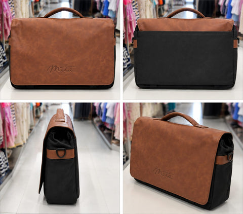 Premium Leather Mommy Diaper Bag | Multi-Functional Baby Nappy Bag with Spacious Storage (Brown & Black)
