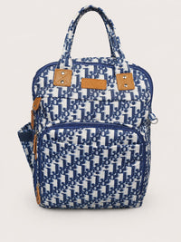Premium Multi-Pocket Printed Baby Diaper Bag Backpack – Waterproof Maternity Travel Bag with Insulated Bottle Pockets (Blue & White) - View 4